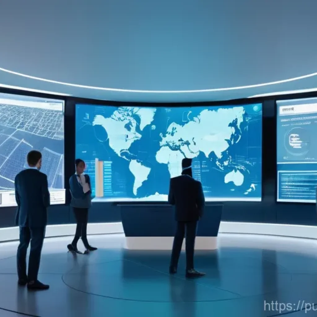 공공행정학 이론 - **Prompt:** A futuristic, bright, and spacious government administration hub. Diverse public servant...