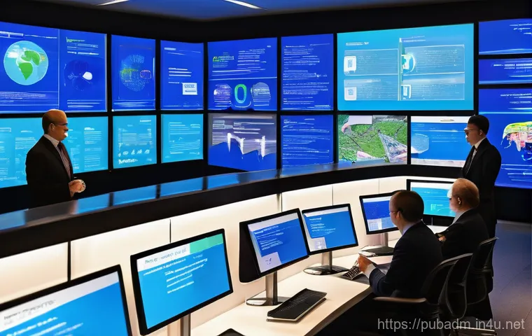 행정조직의 구조와 기능 - **Prompt:** A visually dynamic image representing the complex structure of a modern administrative o...