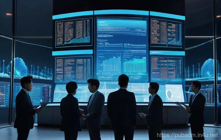 공공부문 성과 관리 - **AI in Public Finance Management:** A sleek, modern government building, possibly with subtle tradi...